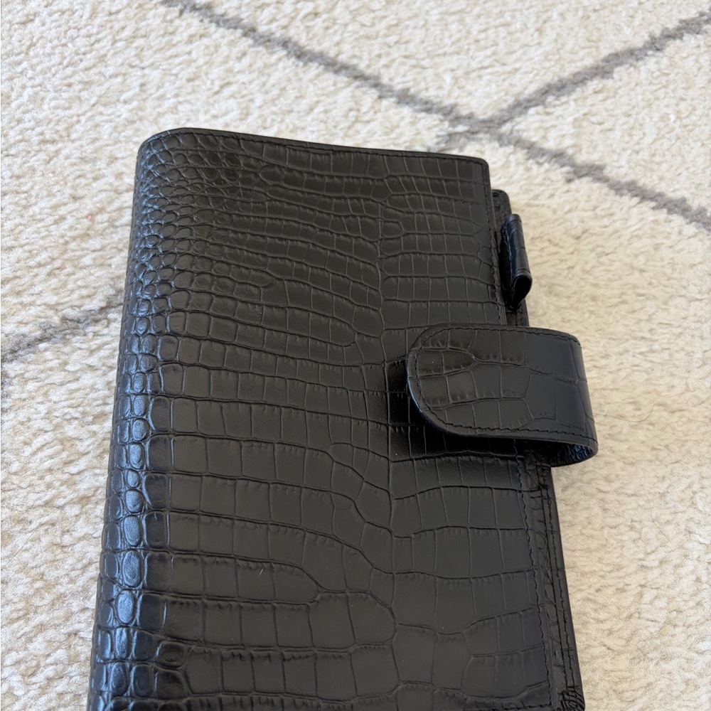 Black Crocodile Embossed Personal Rings Planner & Accessories